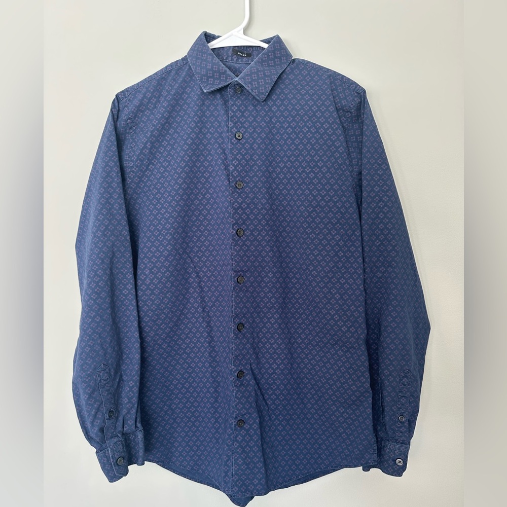 Express Navy Geometric Button Down Shirt